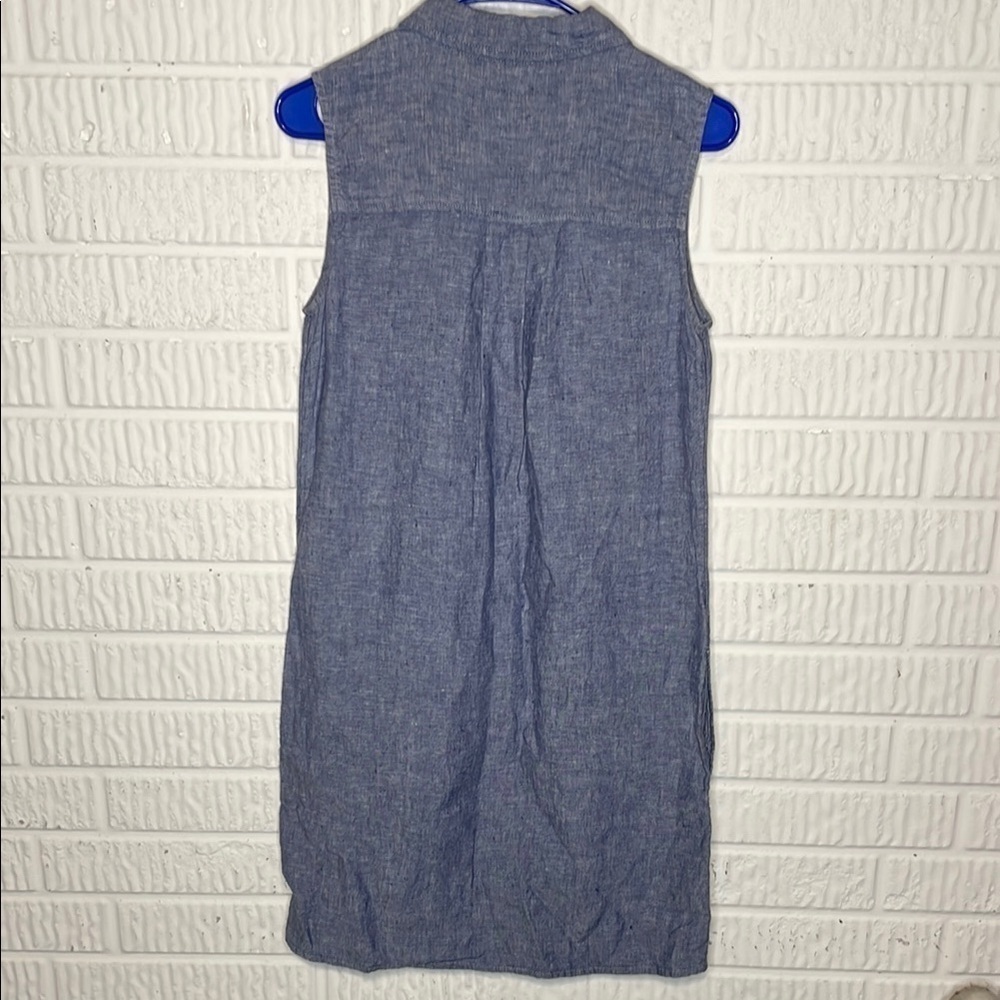 Adrienne Vittadini 100% Linen Blue Button-Down Dress - Picture 2 of 3